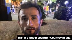 Robi Zaridze at a rally in Tbilisi on May 1