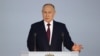 Vladimir Putin rostește discursul anual în fața Adunării Federale, Moscova, Rusia, 21 februarie 2023. Anul trecut, în anul invaziei la scară largă a Ucrainei, președintele rus nu a ținut în parlament discursul despre starea națiunii ruse.