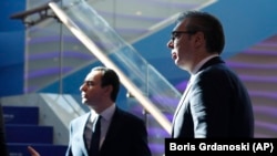 Kryeministri i Kosovës, Albin Kurti me presidentin e Serbisë, Aleksandar Vuçiq.