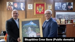 Predsjednik Opštine Pljevlja Dario Vraneš i predsjednik Skupštine Andrija Mandić u Pljevljima, mart 2024.