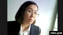 Айгерим Тлеужанова во время онлайн-суда. Октябрь 2023 года