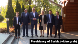 Politički predstavnici bh. entiteta Republika Srpska s predstavnicima vlasti Srbije u Beogradu, 11. april 2024.