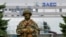 Российский военный на территории Запорожской АЭС, 1 сентября 2022 года