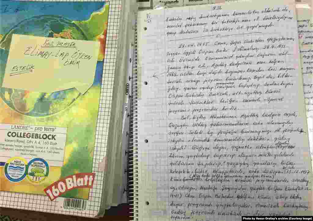 Хасен Оралтайдың "Елім-айлап өткен өмір" кітабының қолжазбасы