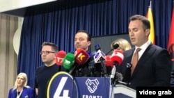 Северна Македонија - Арбр Адеми, шеф на изборниот штаб на ДУИ, прес-конференција по затворањето на избирачките места, Скопје, 8 мај 2024 година. 