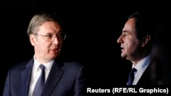 Претседателот на Србија Александар Вучиќ и косовскиот премиер Албин Курти