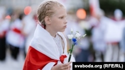 Удзельніца беларускай акцыі салідарнасьці ў Вільні, 2024 год