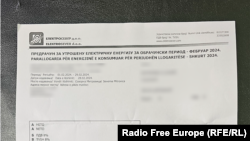 Një faturë e lëshuar nga Elektrosever. 