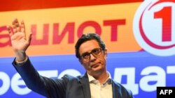 Северна Македонија - Стево Пендаровски, претседател на Северна Македонија и кандидат за втор мандат на претседателските избори, Скопје, 8 мај 2024 година 