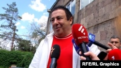 Armenia - Prosperous Armenia Party leader Gagik Tsarukian talks to journalists. May 8, 2023.