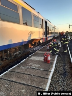 Locomotiva unui automotor a luat foc la mijlocul acestei luni în stația Valea lui Mihai din județul Bihor.