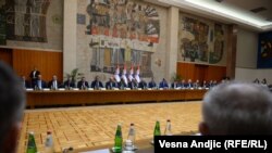 Takimi midis presidentit të Serbisë, Aleksandar Vuçiq, me përfaqësuesit e serbëve nga Kosova. Beograd, 21 gusht 2022. 