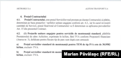 Contractul dintre Metrorex și Alstom Transport SA, modul cum se tarifează mentenanța