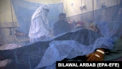 دا تصویر د ۲۰۲۱ کال د اکتوبر دی او د پېښور په يو روغتون کې د ډينګي وهلو ناروغانو وارډ ښيي. 