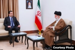 Iraqi Prime Minister Mohammad Shia al-Sudani meets Iran's Supreme Leader Ali Khamenei in Tehran in November 2022.