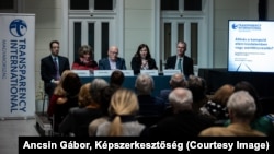 Transparency International Hungary holds a conference in 2022.