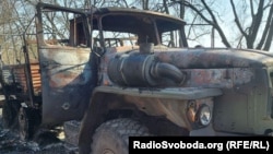 Знищена російська вантажівка