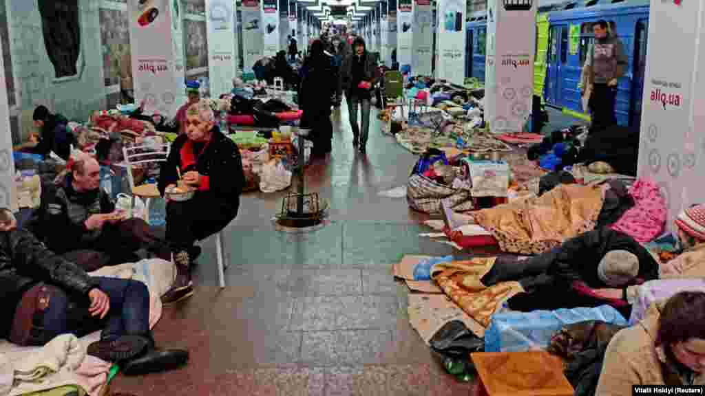 UKRAINE – People shelter from shelling in a metro station, as Russia's attack on Ukraine continues, in Kharkiv, Ukraine March 10, 2022