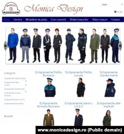 Pagina principală a site-ului companiei Monica Design.