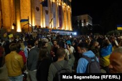 თბილისი, რუსთაველის გამზირი, აქცია უკრაინაში რუსეთის სამხედრო აგრესიის წინააღმდეგ