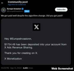 Europe Invasion a utilizat multiple funcții de monetizare oferite de X (fostul Twitter).