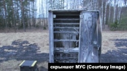 Спаленая рэлейная шафа пад Асіповічамі