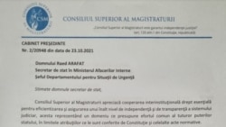 Documentul transmis de CSM către Departamentul pentru Situații de Urgență