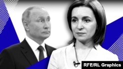 Фотоколаж: президент Росії Володимир Путін (ліворуч) і президент Молдови Мая Санду