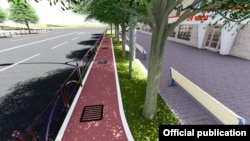 Эскиз велодорожки на проспекте Манаса. Когда проект реализуют, неизвестно.