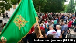 Sa protesta u Podgorici protiv Temeljnog ugovora između Vlade Crne Gore i SPC, 4. jul 2022.