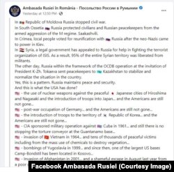 Ambasada Rusiei la București a venit cu replica la postarea Ambasadei SUA