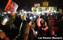 Під час акції протесту в столиці Німеччини з вимогою до влади надати танки Leopard військовим України для відсічі збройної агресії Росії. Берлін, 20 січня 2023 року