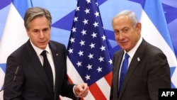 Secretarul de stat american Antony Blinken (stânga) și prim-ministrul israelian Benjamin Netanyahu susțin o conferință de presă comună, ierusalim, 30 ianuarie 2023.