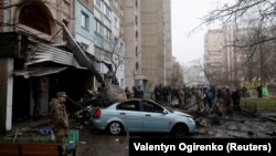 ვერტმფრენის ჩამოვარდნის ადგილი ქალაქ ბროვარიში. 2023 წლის 18 იანვარი