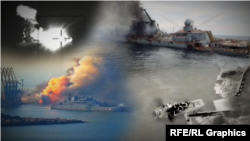 Під час війн у 2022 році ЧФ Росії втратив свій флагманський корабель – крейсер «Москва». 13 квітня він був атакований, а 14-го затонув. (колаж)