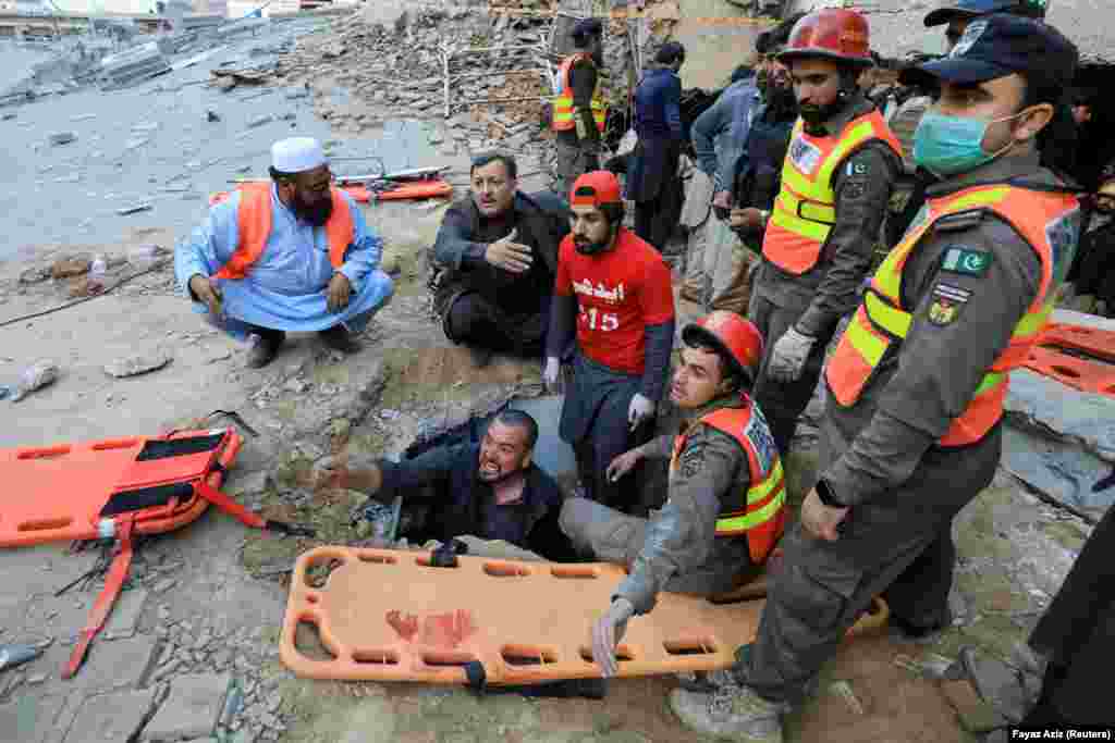 Rescuers plead for assistance as they scramble to find survivors under the collapsed roof. Prime Minister Shahbaz Sharif said "stern action" would be taken against those who were behind the bombing.&nbsp; &nbsp;
