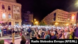 Skup u Skoplju povodom šest mjeseci od tragedije u diskoteci u Kočanima ukojoj je poginulo 62 mladih, a više od 200 povrijeđeno, 15. septembar 2025.