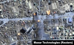 Супутниковий знімок Чернігова у час інтенсивних російських обстрілів, 16 березня 2022 року