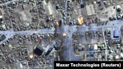 Супутниковий знімок Чернігова у час інтенсивних російських обстрілів, 16 березня 2022 року