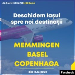 Inaugurarea de noi rute aeriene pare să fie, mai mult decât meritul administrației aeroportului, sau a Consiliului Județean Iași, meritul PNL: