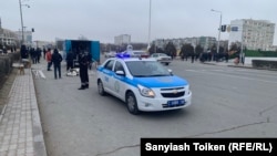 Место, где проходили акции протеста в Актау, 8 января 2022 года