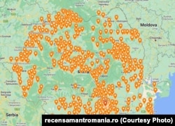 Harta celor peste 700 de puncte fixe de recenzare din țară, unde cetățenii se pot deplasa pentru colectarea datelor de către recenzori, până în 24 iulie.