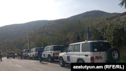 Armenia - A convoy of European Union monitors is seen in Syunik province, October 20, 022.