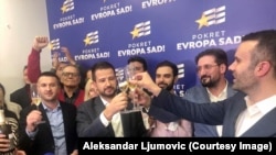 Slavlje novoosnovanog pokreta Evropa sad u Podgorici, nakon objave izbornih rezultata. Podgorica, 23. Oktobar 2022.