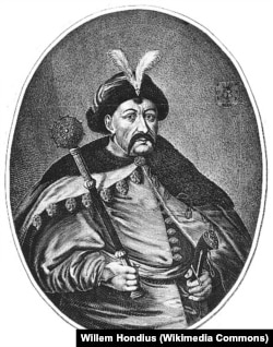 Богдан Хмельницкий, портрет гравюры Вильгельма Гондиуса (XVII век)