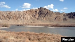 A stretch of the Arax river marking Armenia's border with Iran.