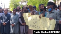 Journalists protest in Quetta asking authorities to arrest the killers of a local reporter who was shot dead in April. Members of the press are often targets in Balochistan, which is beset by separatist violence. 