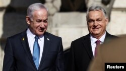 Израелскиот премиер Бенјамин Нетанјаху и унгарскиот премиер Виктор Орбан во Будимпешта, 3 април 2025 година