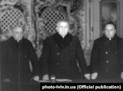 Антоній Пельвецький, Гавриїл Костельник, Михаїл Мельник. Львівський собор УГКЦ, 1946 рік