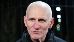 Human rights activist Ales Byalyatski at the US Embassy in Vilnius shortly after his release from a Belarusian prison on December 13. 